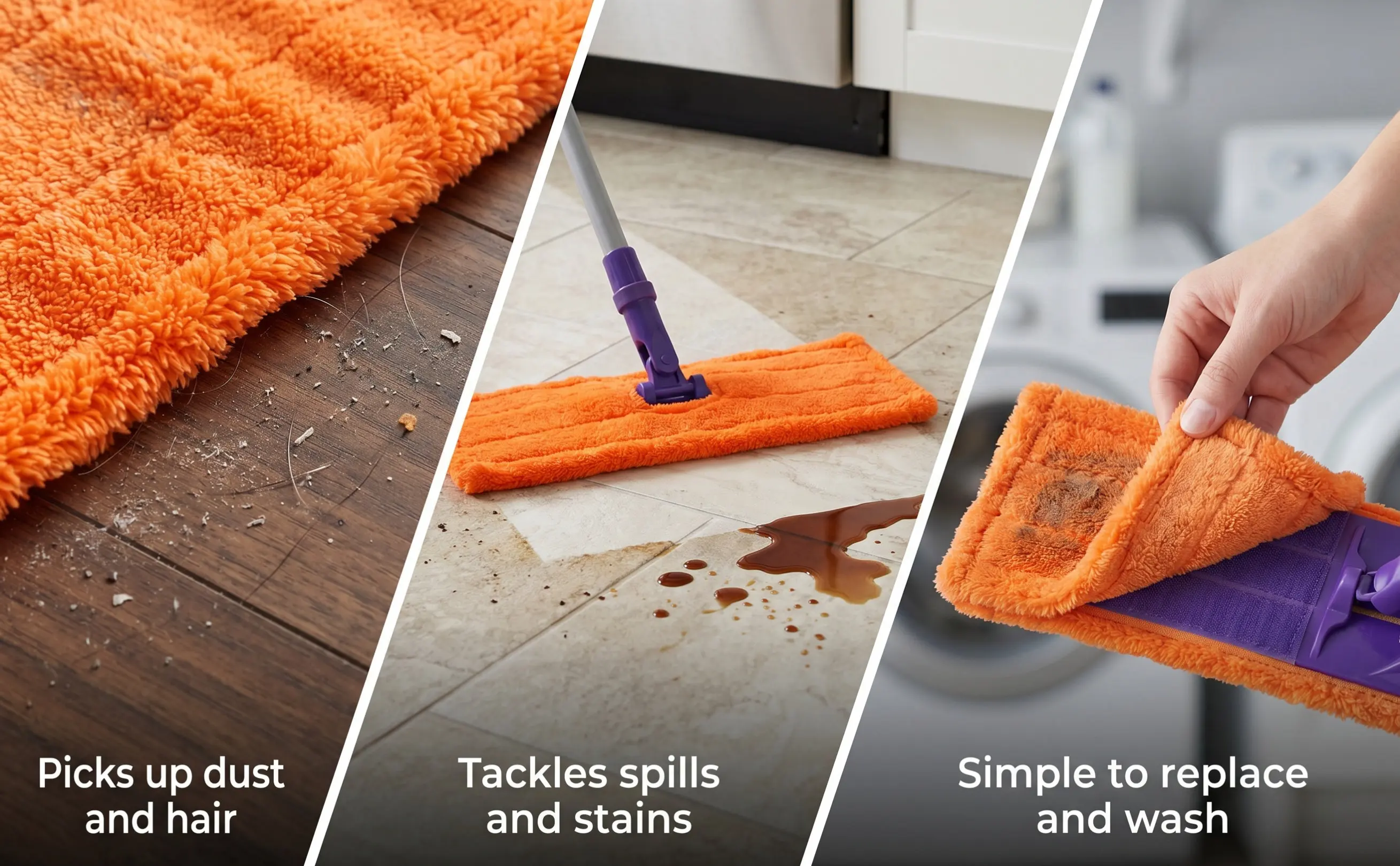 Coral Fleece Mop Head Replacement Thick Microfiber Cleaning Pad for Household Hard Floor Dust Absorption Washable Mop Cap Refill