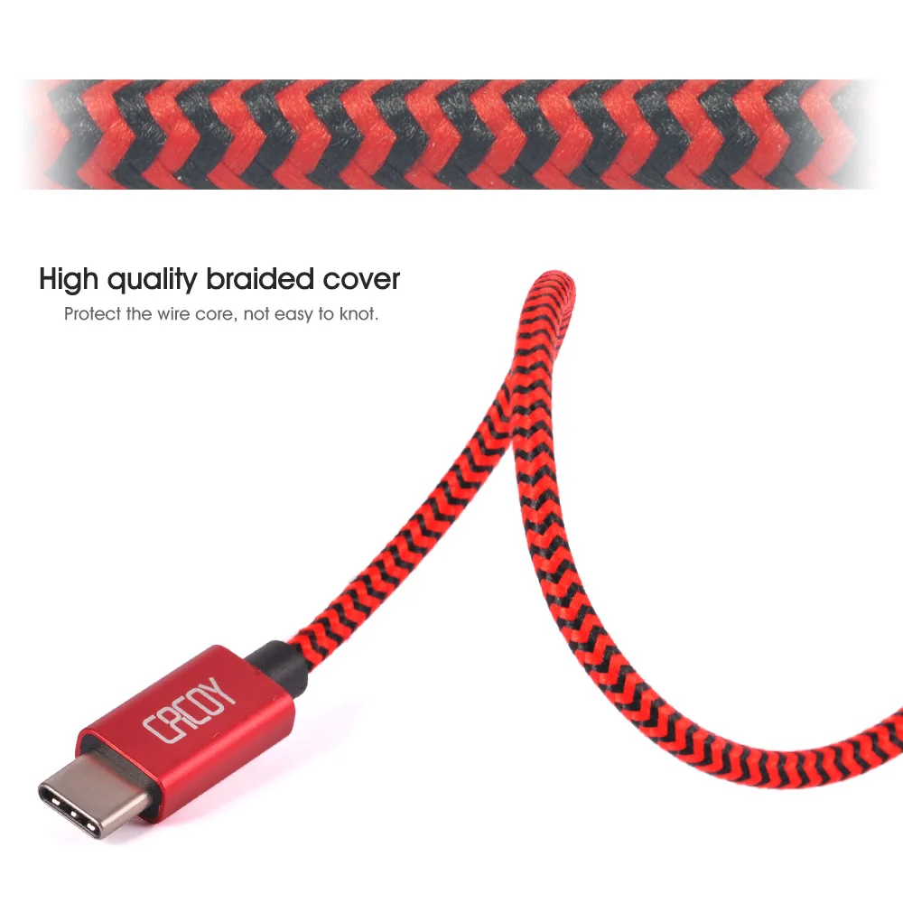 CACOY 2m USB Type C Cable, USB C Cord Fast Charging Nylon Braided, Durable 6ft USB C Charger Data Sync Transfer