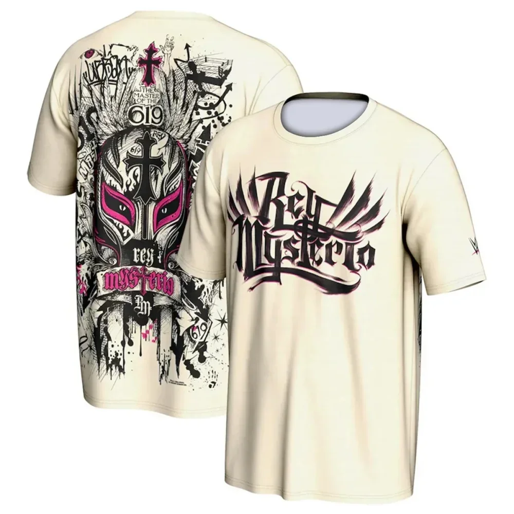 Sommer-T-Shirt für Herren mit 3D-Druck, Motiv des berühmten Wrestlers Rey Mysterio, Kinder-Streetwear, Rundhalsausschnitt, Sportliches, großes, atmungsaktives und kühles Oberteil – Detail 6