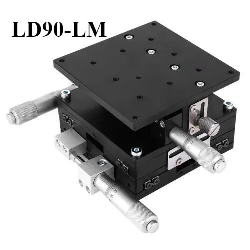 LD90-LM XYZ 3 Axis Linear Displacement Stage 90x90mm High Precision Micrometer Adjustable Sliding Table for Optical Laboratory