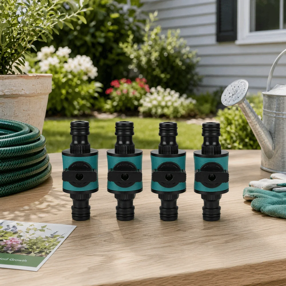 4PCS Plastic Garden Hose Connector Black and Green Quick Connect Hose Quick Connector Lightweight Dual Head