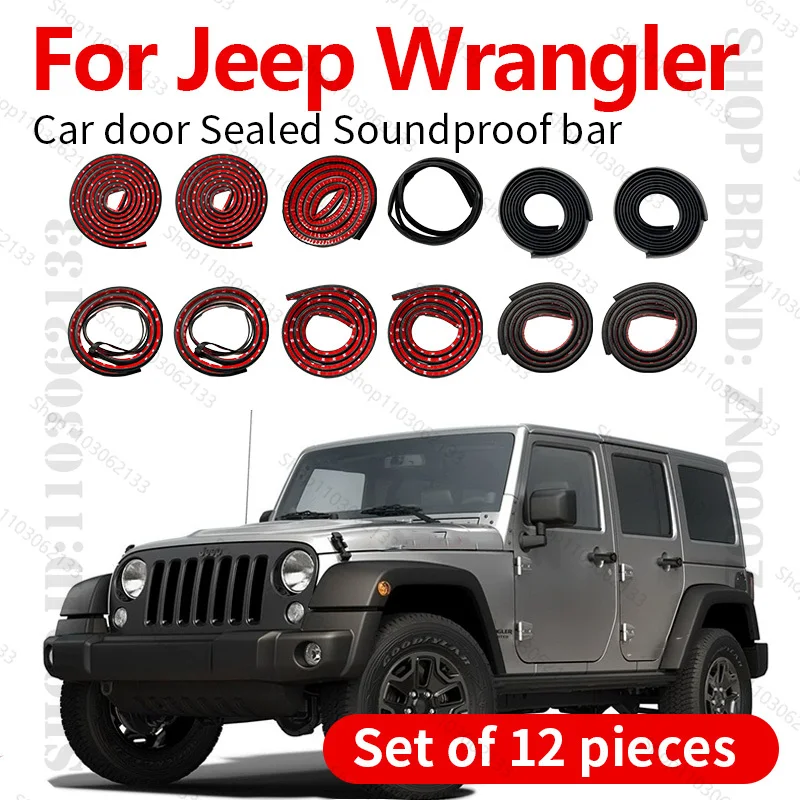 Car Door Seal Strip Rubber Double Layer Sealing Protector Soundproof Strip Dustproof Seal Strip 12PCS For Jeep Wrangler JL/JLU