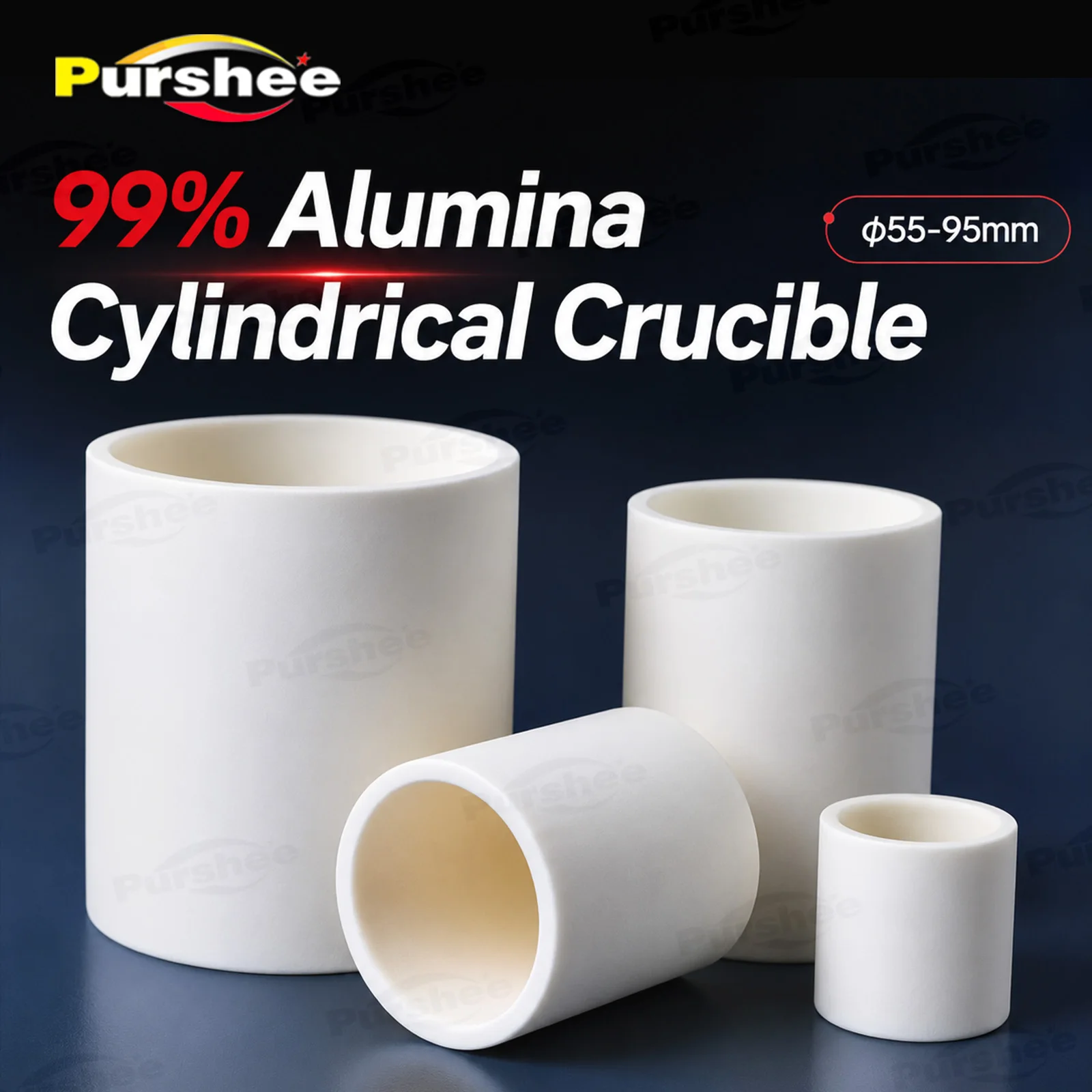99% Alumina Crucible Cylindrical without Lid Dia 55‑95mm High‑Purity 1600℃ High Temperature Lab Sintering Melting Pot For Muffle