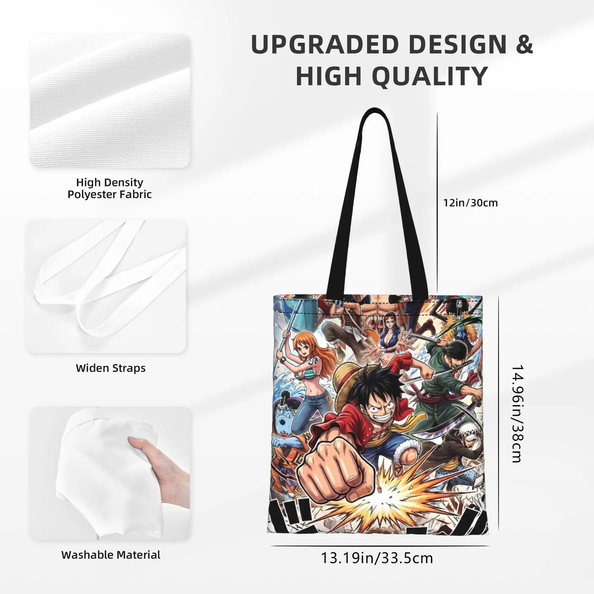 Back to school season Luffy (3) One Piece Canvas Tote Bag Perfect for Shopping Women's Top-Handle Bags - view 6