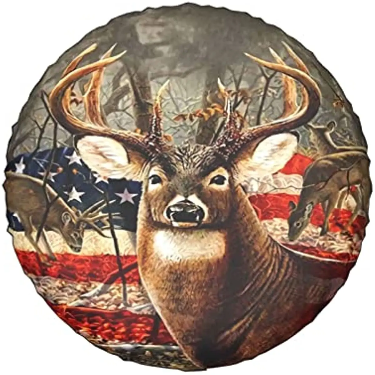 

American Flag Deer Camper Spare Tire Cover Universal Tire Wheel Covers Fit for Camper,Rv, SUV, Trailer, Truck 16inch