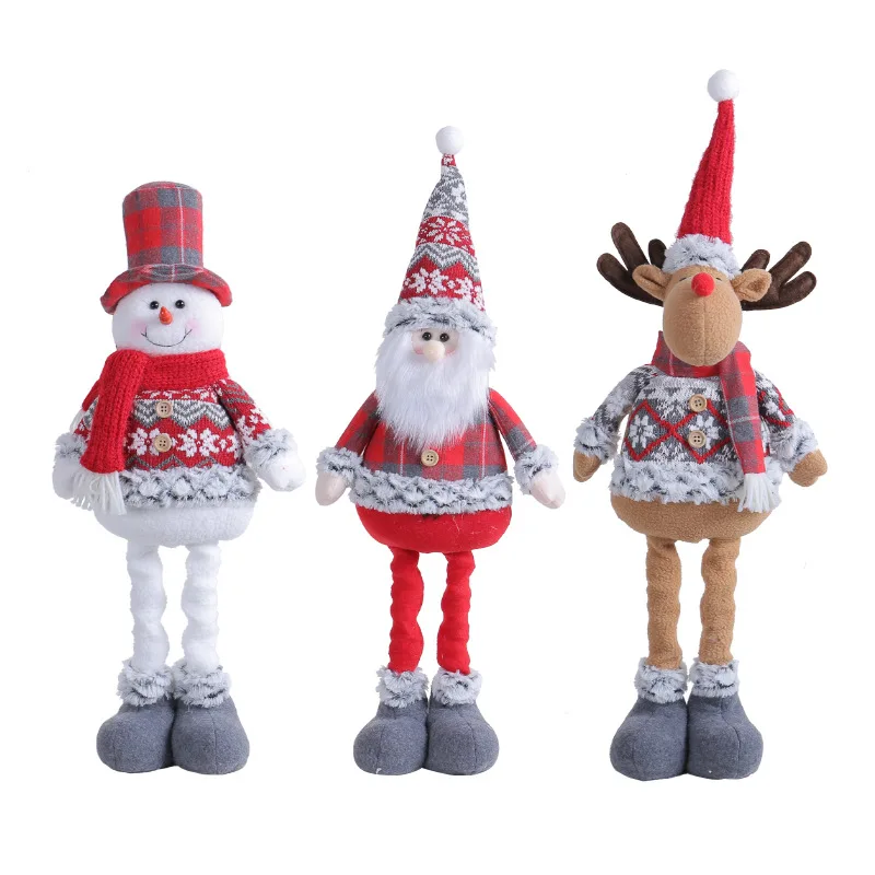 1PC Retractable Doll Elk Old Man Snowman Christmas High Hat Doll Home Desktop Sofa Window Decoration