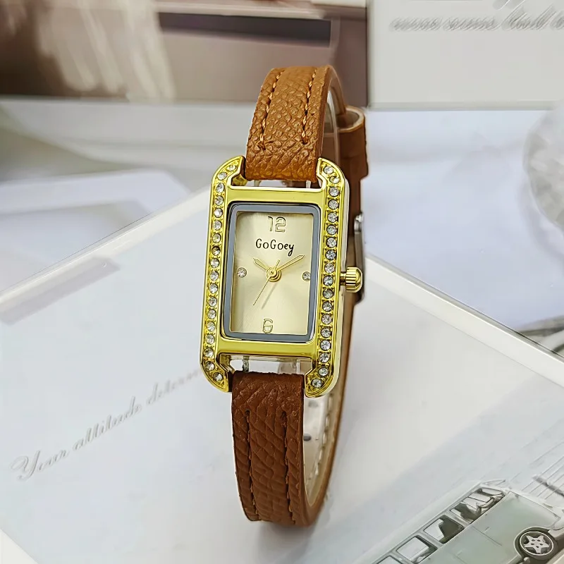 Wyprzedaż Damskie Zegarki Modne Zegarki Kwarcowe z Prostokątną Tarczą Luksusowy Skórzany Pasek Zegarek na Rękę Zegarek Damski Dropshipping Relogio