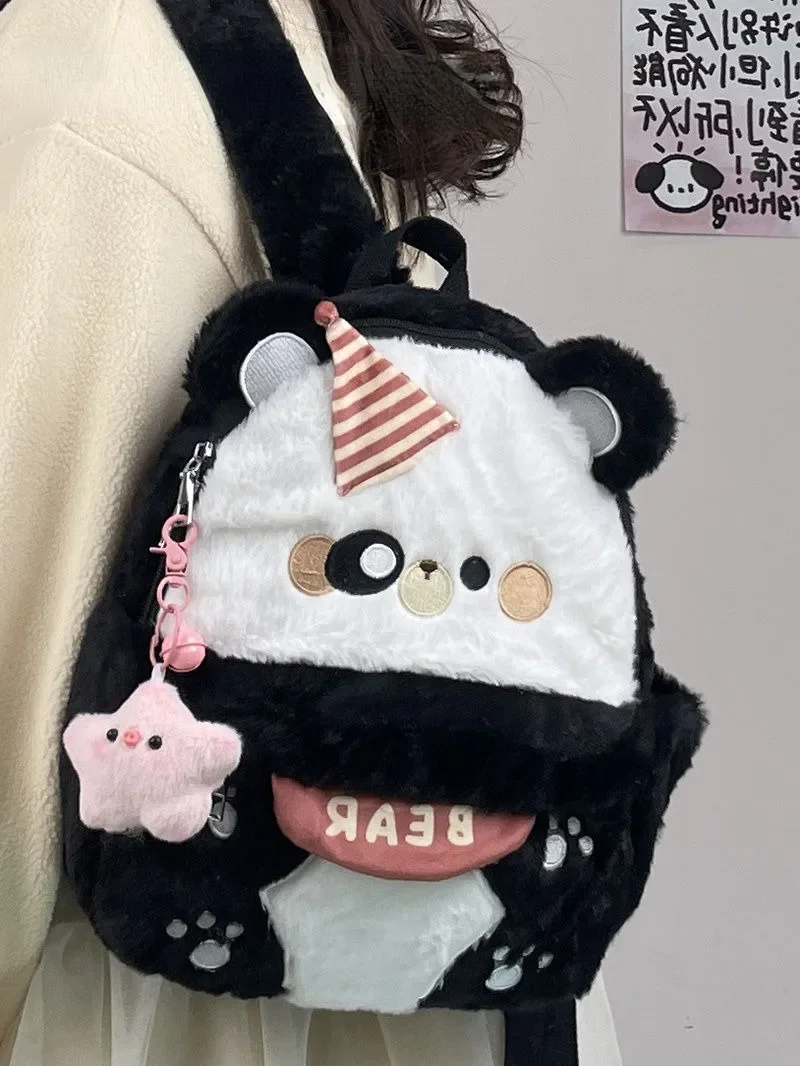 Mochila BOMO de oso de peluche para mujer, mochilas japonesas Kawaii para mujer, mochilas de moda lindas, informales, versátiles y colegializadas