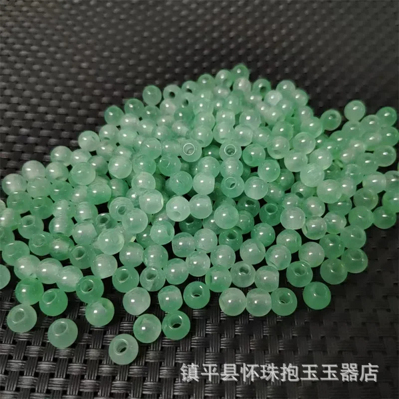 10pcs 10Mm Large Hole Loose Jadeite Light Green Beads Quartzite Jade Passepartout Bracelet Necklace DIY Accessories