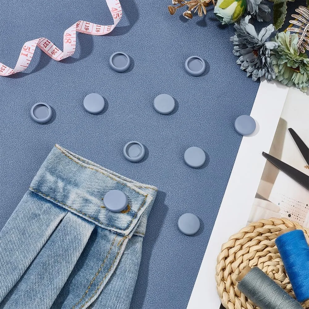 10 Uds. Fundas de botones grises para pantalones vaqueros, adecuadas para botones de 15mm, cubierta de TPU, cubierta de botones de camisa, agujeros de camisa de aviod para botones vaqueros