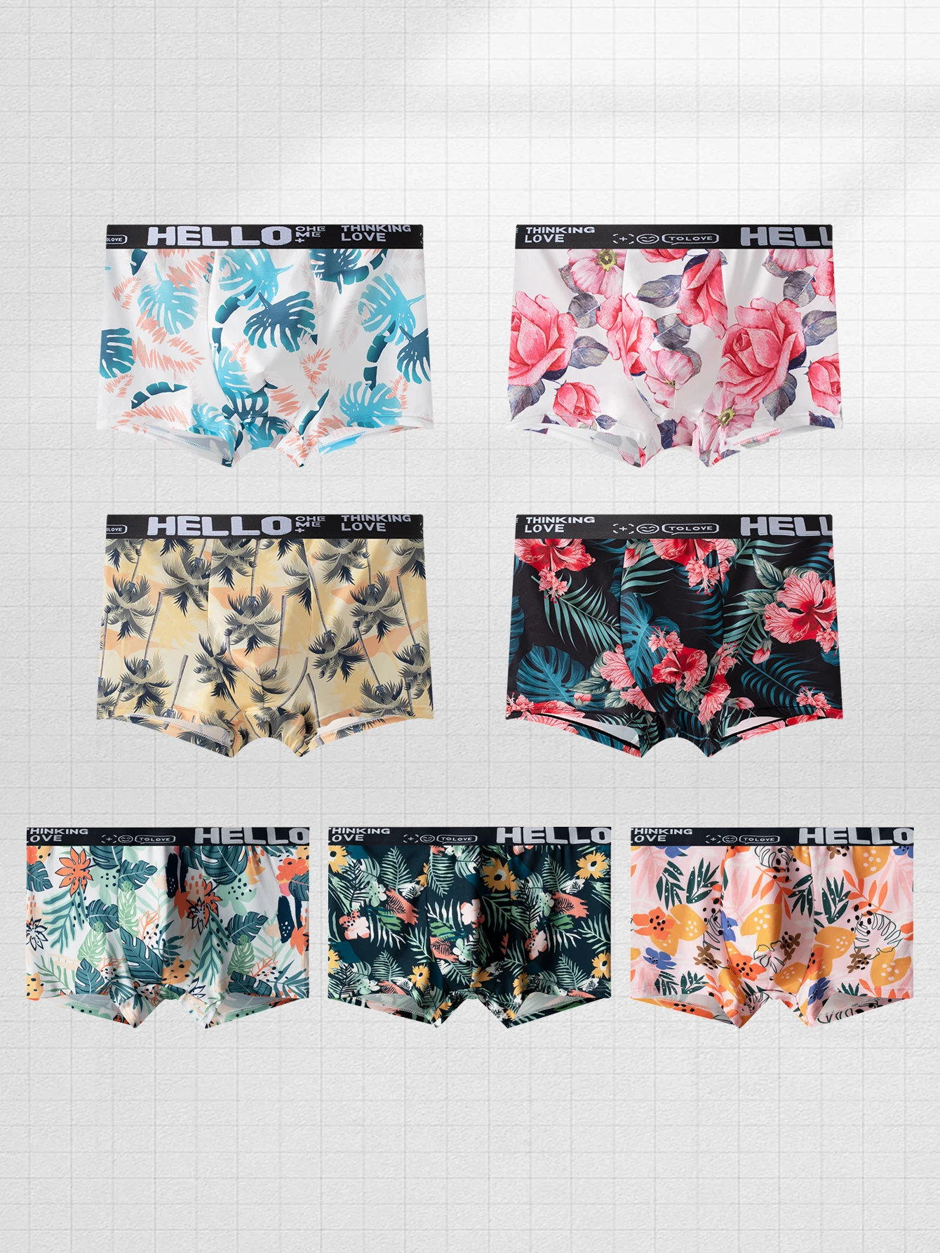 Men\'s underpants 1pcs fashion personalized letter waist sexy flower print soft and comfortable boy\'s boxer shorts