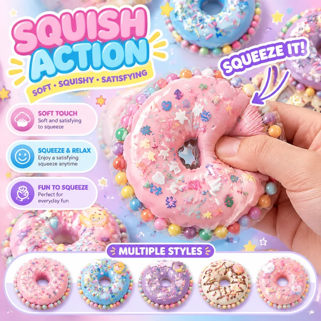 Cross Border Hot Selling Donut Plush Cat Paw Squishy Butter Slime Cute Viral Live Stream Blind Bag Stress Relief Squishy Toy