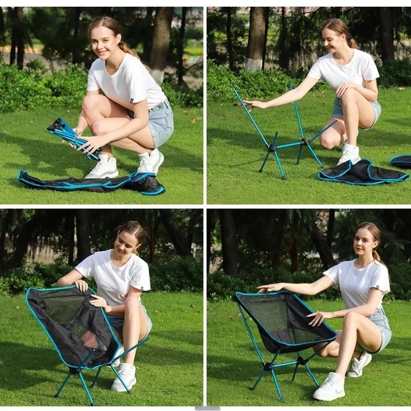 Ultra-light Aluminum Alloy Moon Chair Camping Folding Portable Backrest Chair Outdoor Fishing Picnic Hiking Leisure Seat - view 6