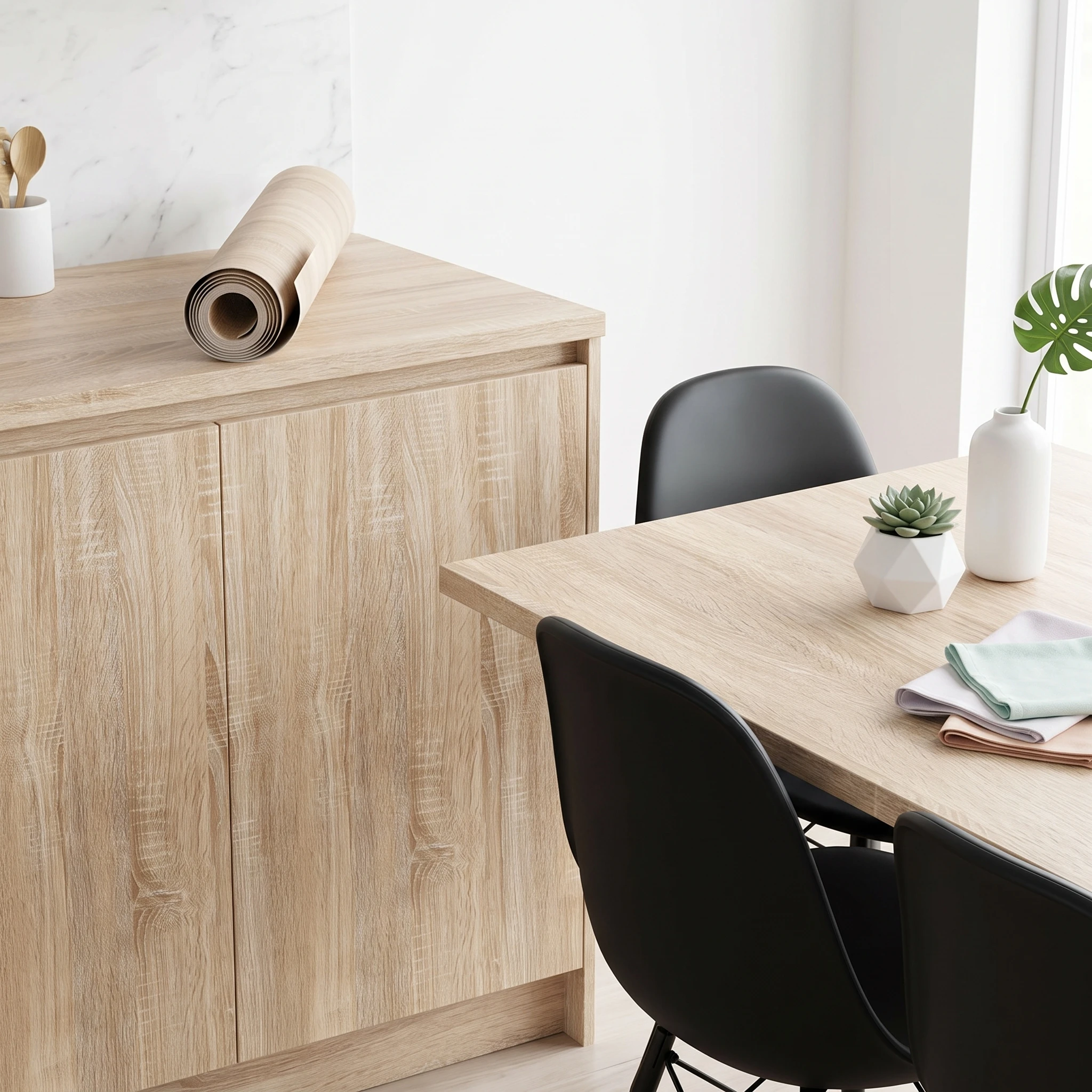 55cm Wide Self-Adhesive Wood Grain Vinyl Wallpaper Waterproof Home Stickers for Door Cupboard Table Cabinet Furniture Renovation