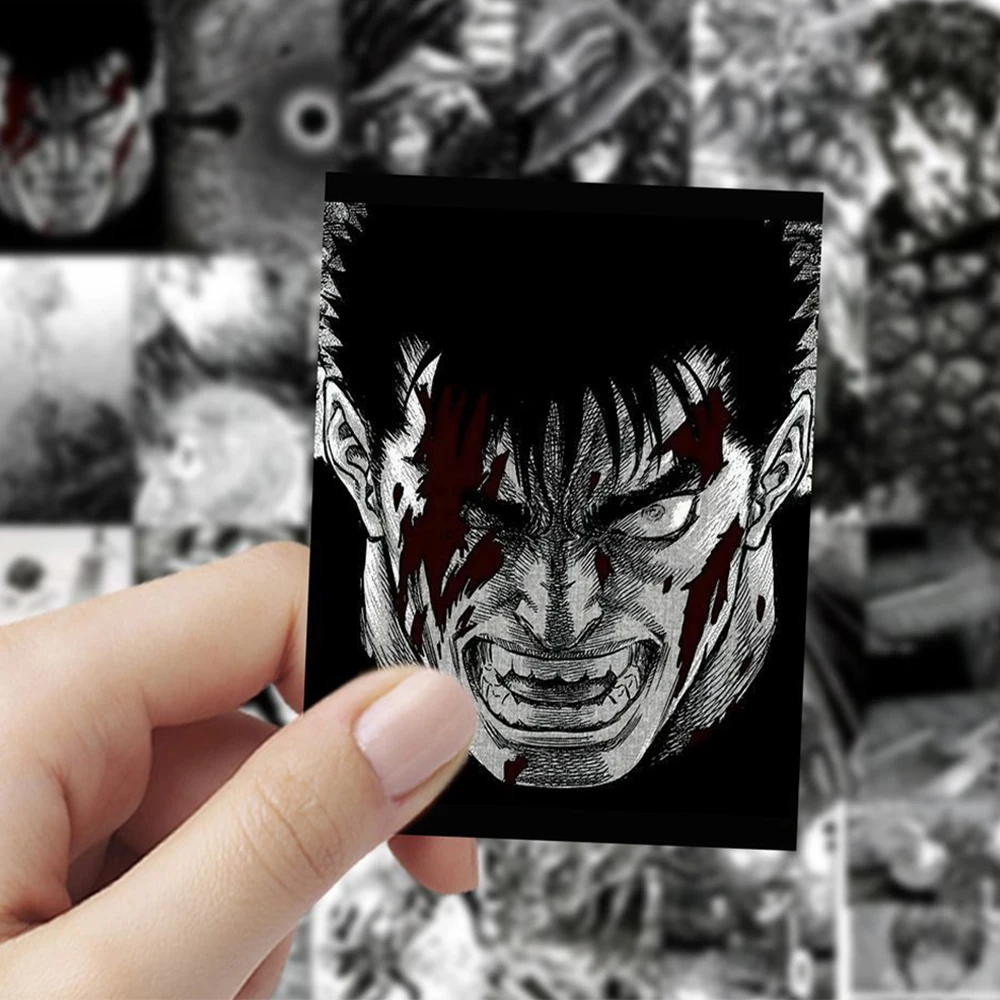 10/30/60 szt. Czarne i Białe Naklejki Berserk Cool Guts Anime Naklejka na Laptopa Deskorolkę Rower Walizkę Wodoodporne Naklejki z Postaciami
