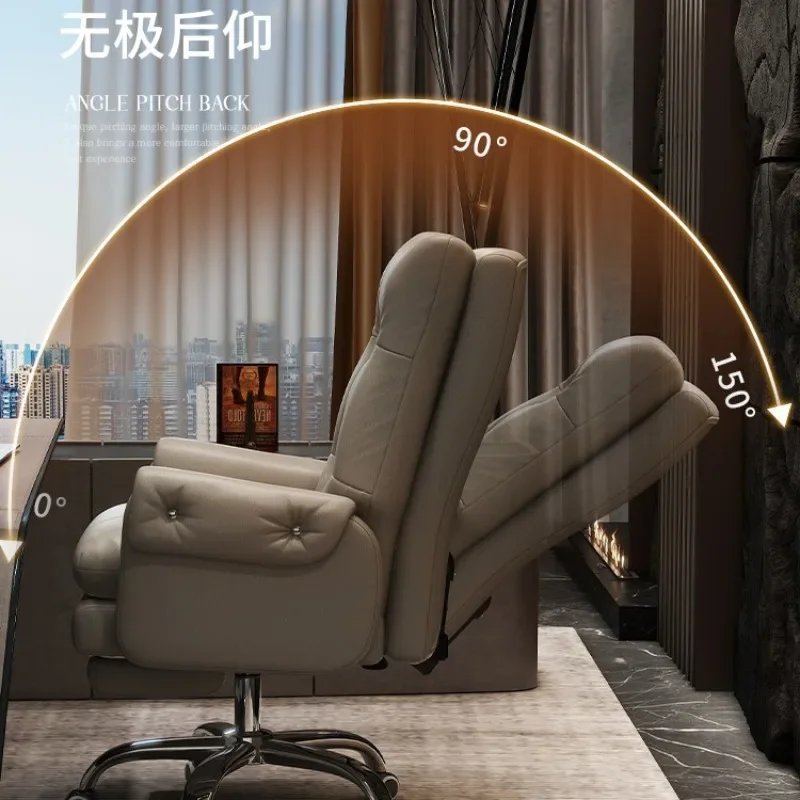 Leather light luxury boss chair, comfortable and sedentary computer chair, home office chair