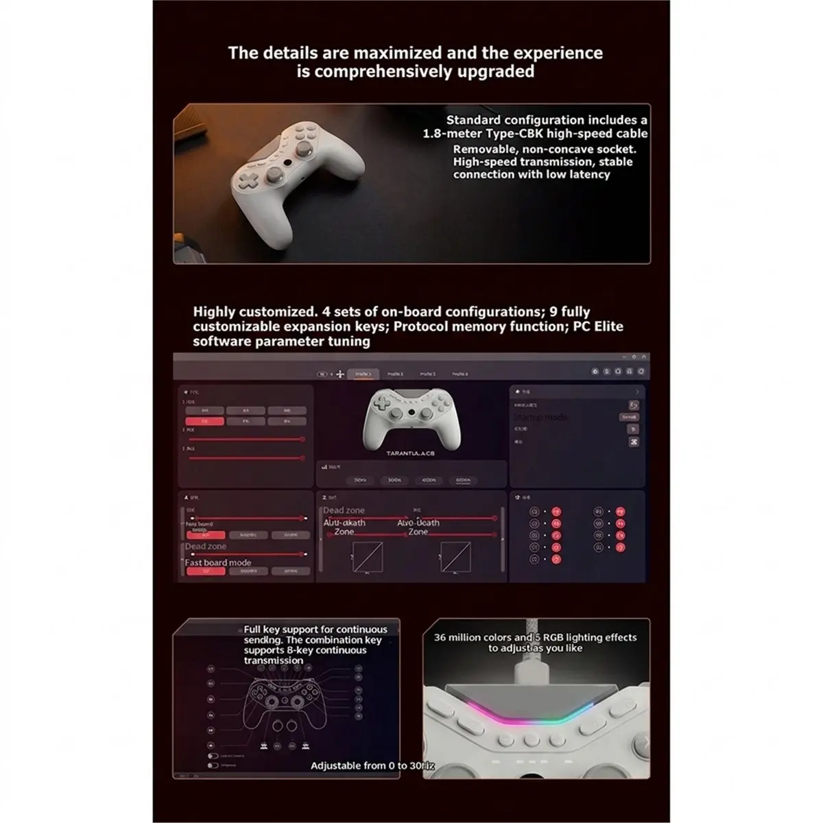 ■★New Arrival Fashion  Tarantula 8k Ultra Wired Esports Gaming Controller with TMR 8000Hz Polling Rate for PC Android IOS Phone