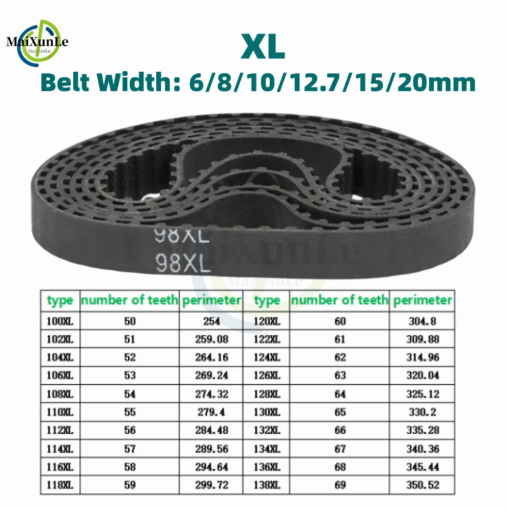 XL Timing Belt 100XL/102XL/104XL/106XL/108XL/110XL/112XL/114XL/ 116XL/118XL~138XL Rubber Drive Belt Width 6/8/10/12.7/15/20mm