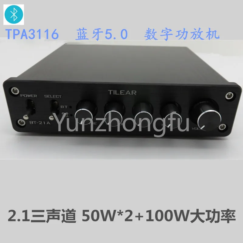 2.1 Digital Power Amplifier Tpa3116 Bluetooth 5.0 Power Amplifier Power 2*50W 100W Three Channels