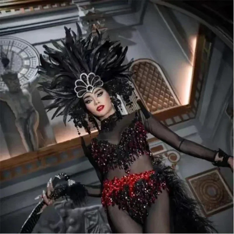 Copricapo di piume perfetto Copricapo di fascia per showgirl di Natale Copricapo di piume Charleston per feste di carnevale vintage Gatsby degli anni '20