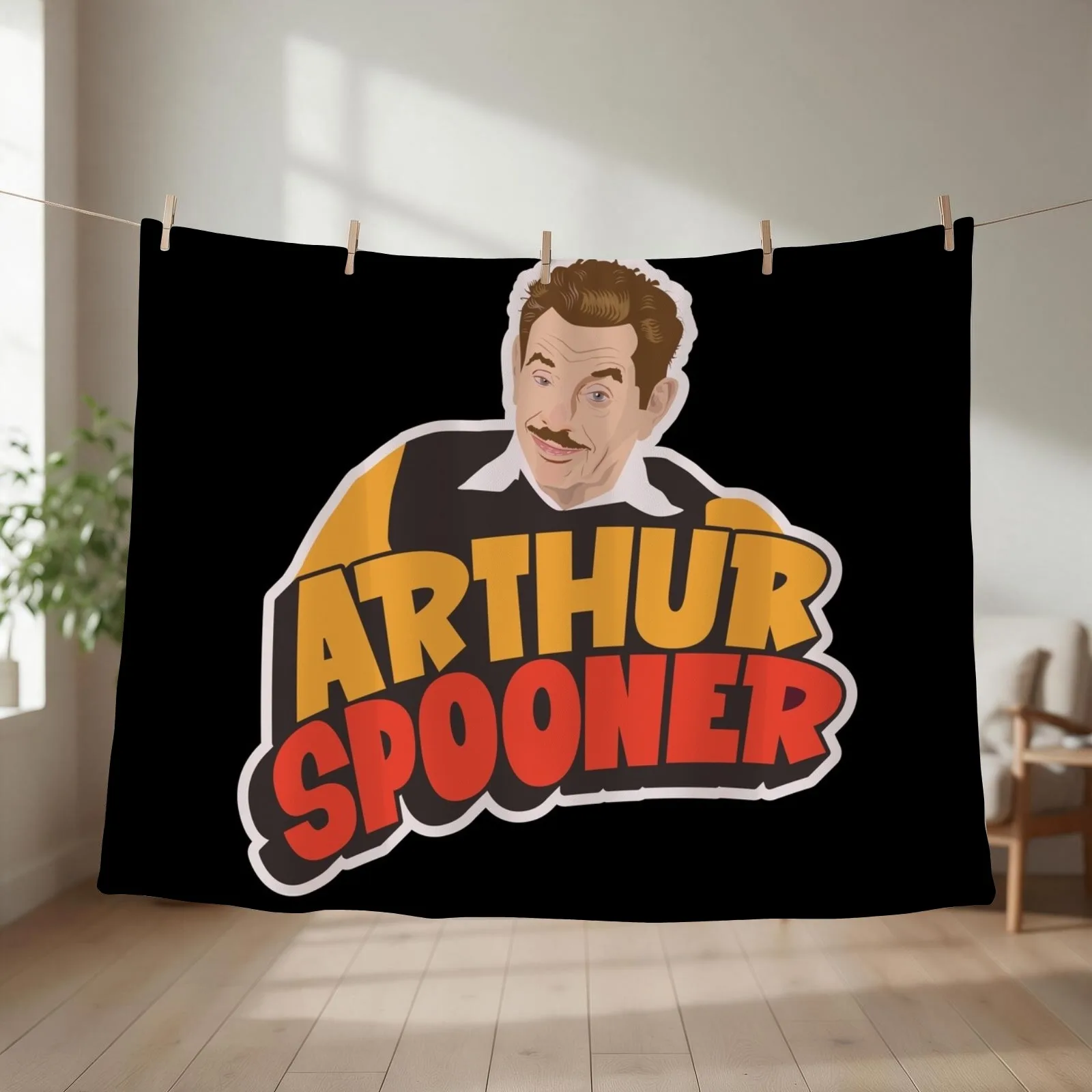 Arthur Spooner Illustration - Quirky Charm from King of Queens Throw Blanket couch cozy soft plush fuzzy picnic outdoor blanket