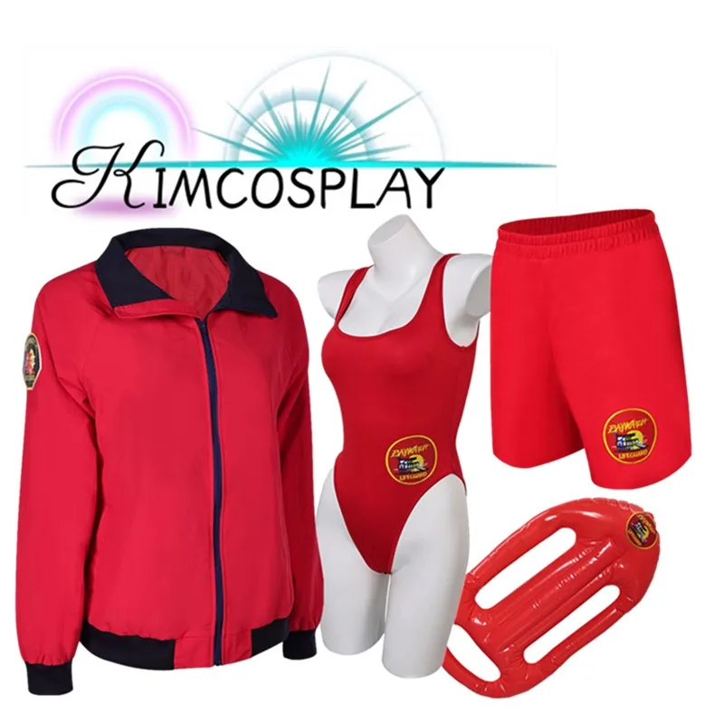 سي جي. باركر تأثيري Baywatch لعب الأدوار ملابس السباحة زي الشاطئ بذلة الرجال السراويل نفخ مجلس هالوين كرنفال سترة معطف