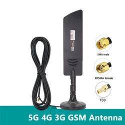 Antenne de routeur WiFi avec TS9 SMA mâle et base magnétique, signal d'amélioration, 600 ~ 6000Mhz, 5G, 4G, persévérance, 101ahiial, 22dbi Omni