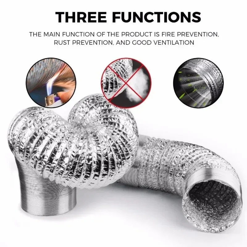 80/100/120/150/200 mm Encrypted Aluminum Foil Ventilation Pipe Scalable Smoke Tube Kitchen Outlet Bathroom Exhaust Fan