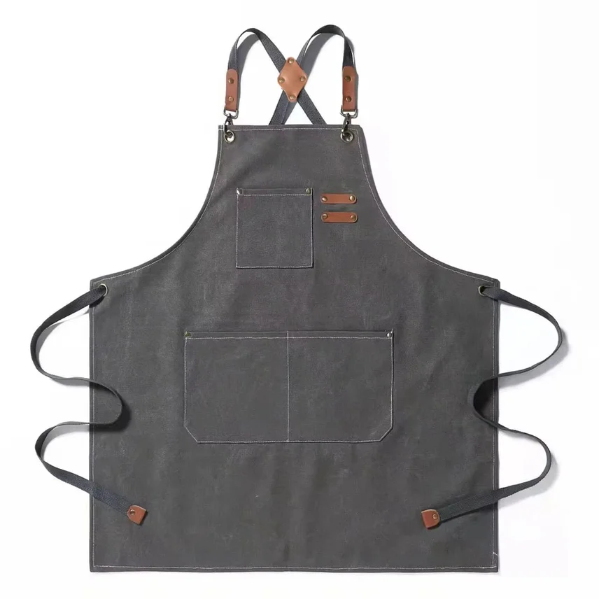 New Fashion Canvas Kitchen Aprons For Woman Men Chef Work Apron For Grill Restaurant Bar Shop Cafes Beauty Nails Studios Uniform
