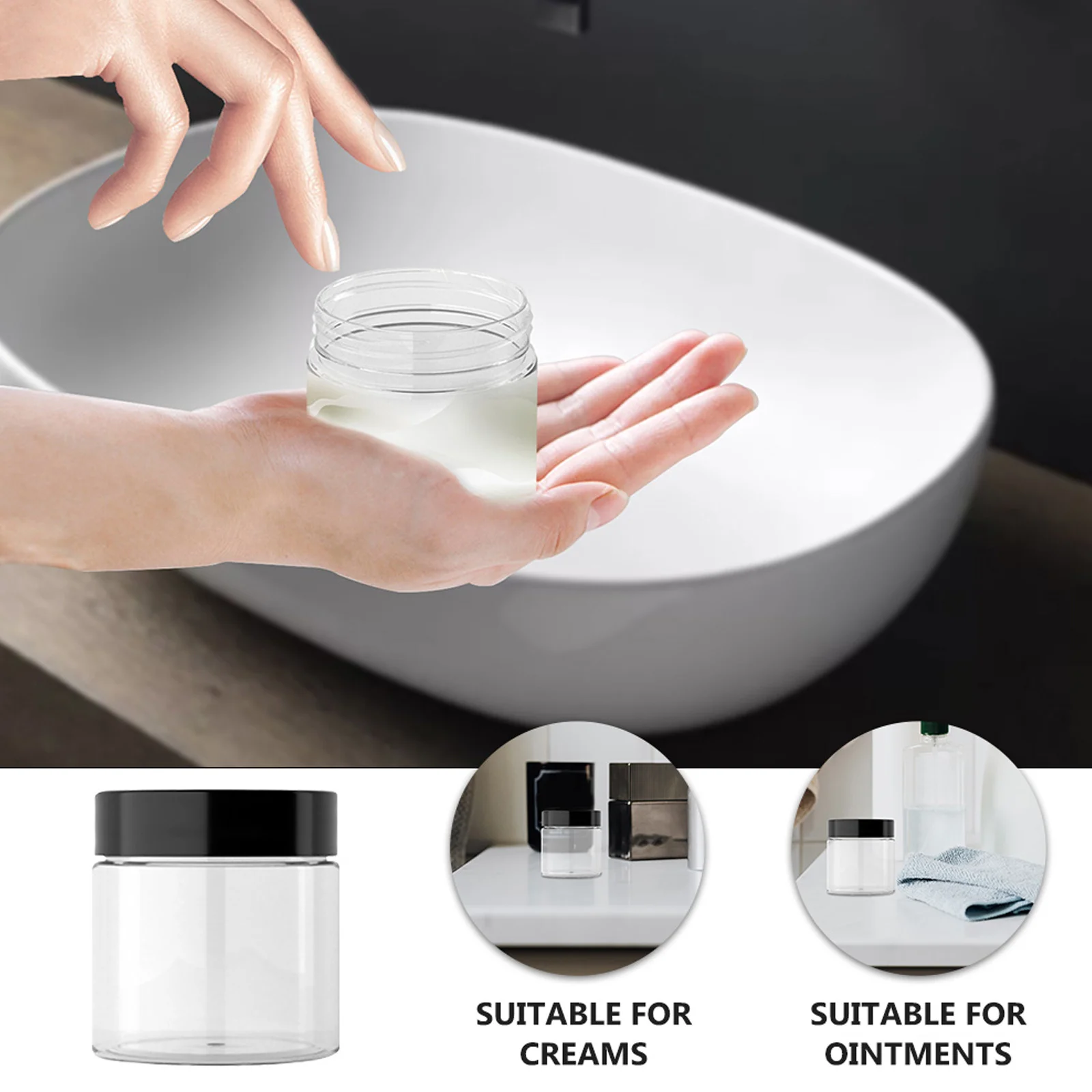 

2pcs 50Ml Portable Face Cream Container Leakproof Lightweight Plastic Travel Container For Cream Ointment Lotion Storage Mini