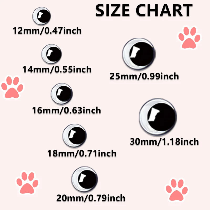 20 Sicherheitsaugen, Ty Halbmondaugen, 12-30mm Plastikaugen, Geeignet für Stofftiere, Strickaugen, DIY-Bastelarbeiten – Detail 2