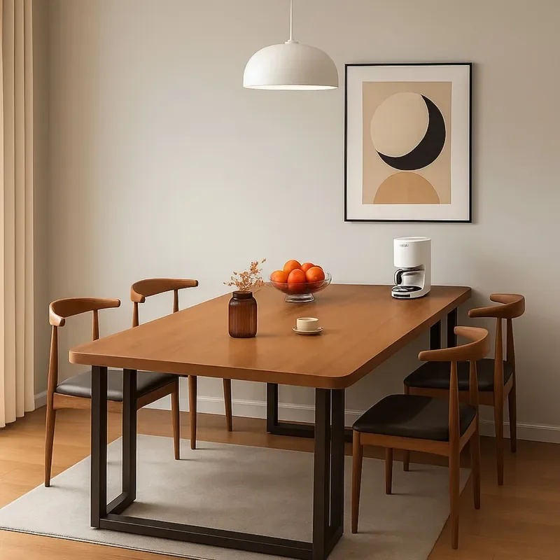 2025 New Simple Rectangular Dining Table and Chair Set for Small Apartment Household Living Room Rental Room Furniture