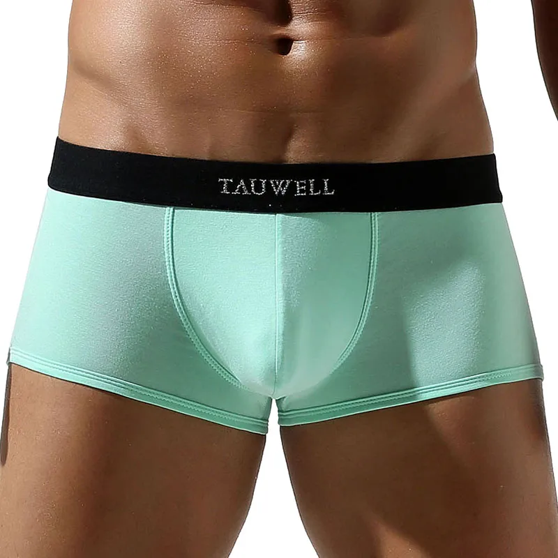 Men's flat angle underwear, made of synthetic cotton, high elasticity, raised, soft and comfortable, slim fit solid color