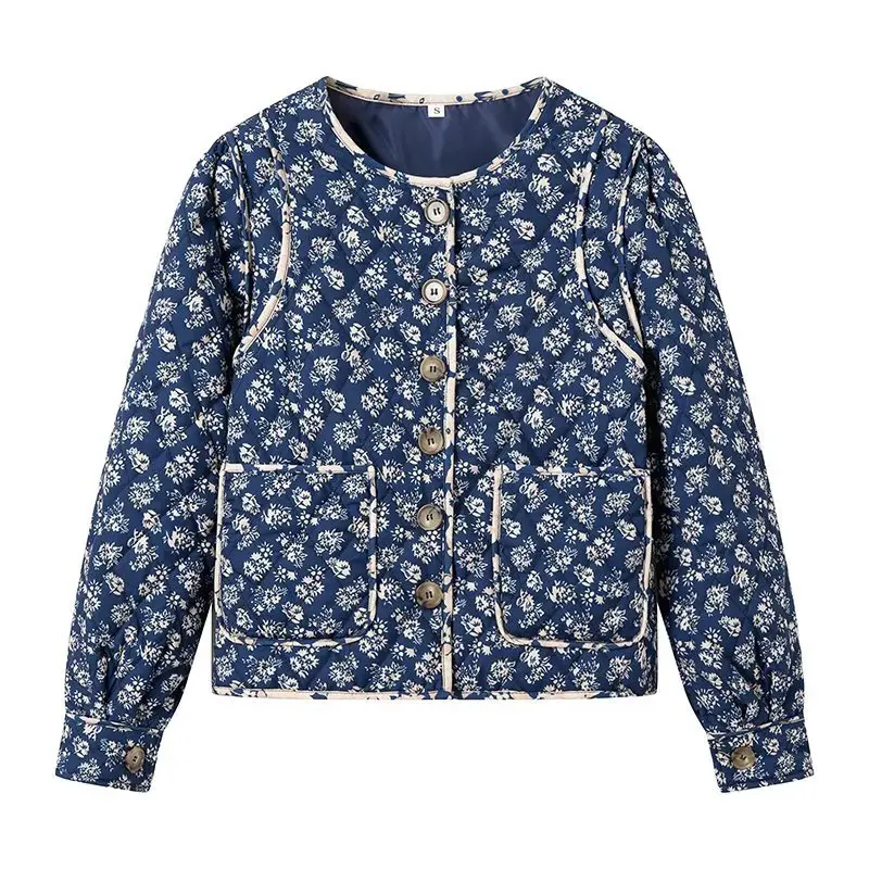 

Winter Women's Printed Quilted Cotton Coat Street Fashion Style European American Design New W091 1739