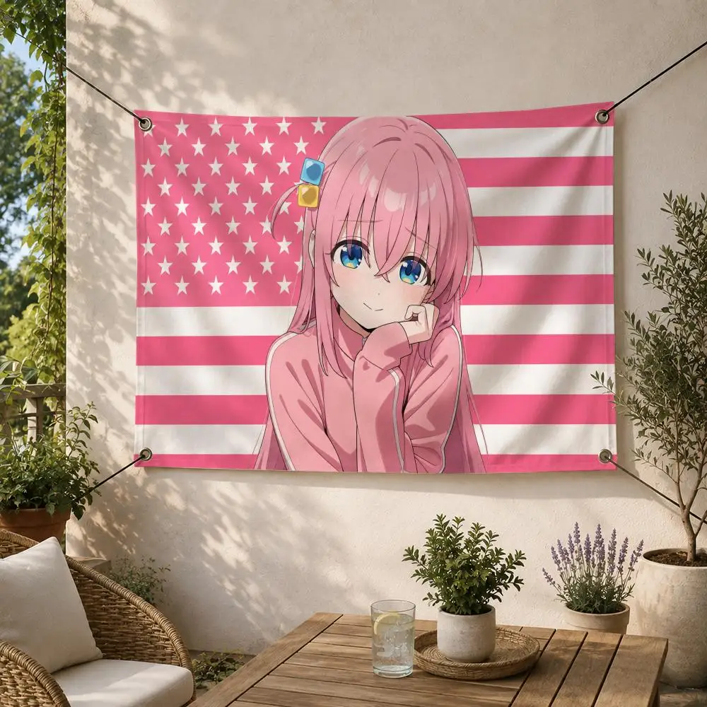 Music Anime Character H-Hitori Gotoh Flags Decorative Flag Banner for Outdoor Garden Yard Camping Party Home Wall Hanging Decor
