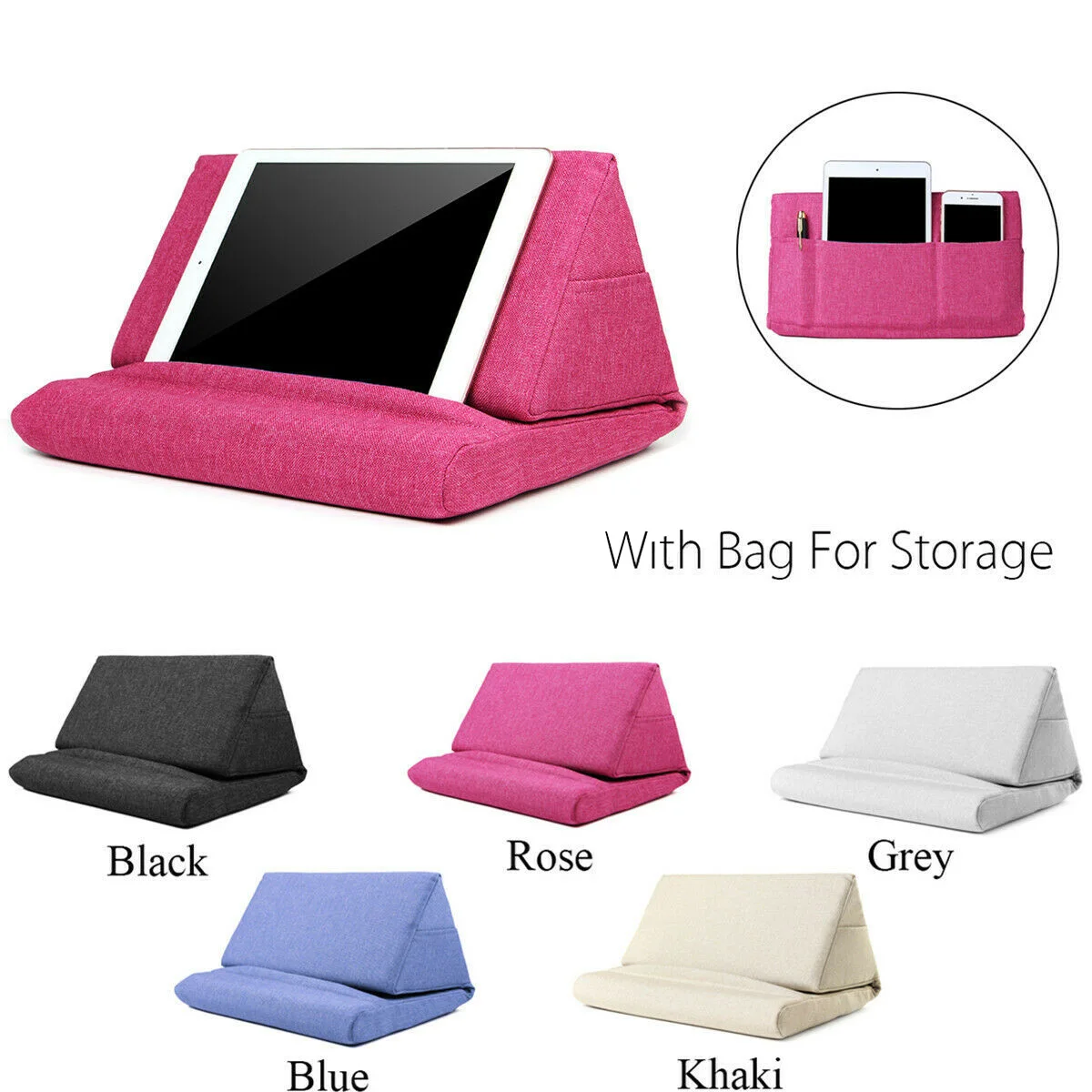 A46M-Portable Laptop Tablet Pouch Storage Foldable Tablet Pillow For Ipad Stand Holder Foam Lap Rest Cushion Home Office