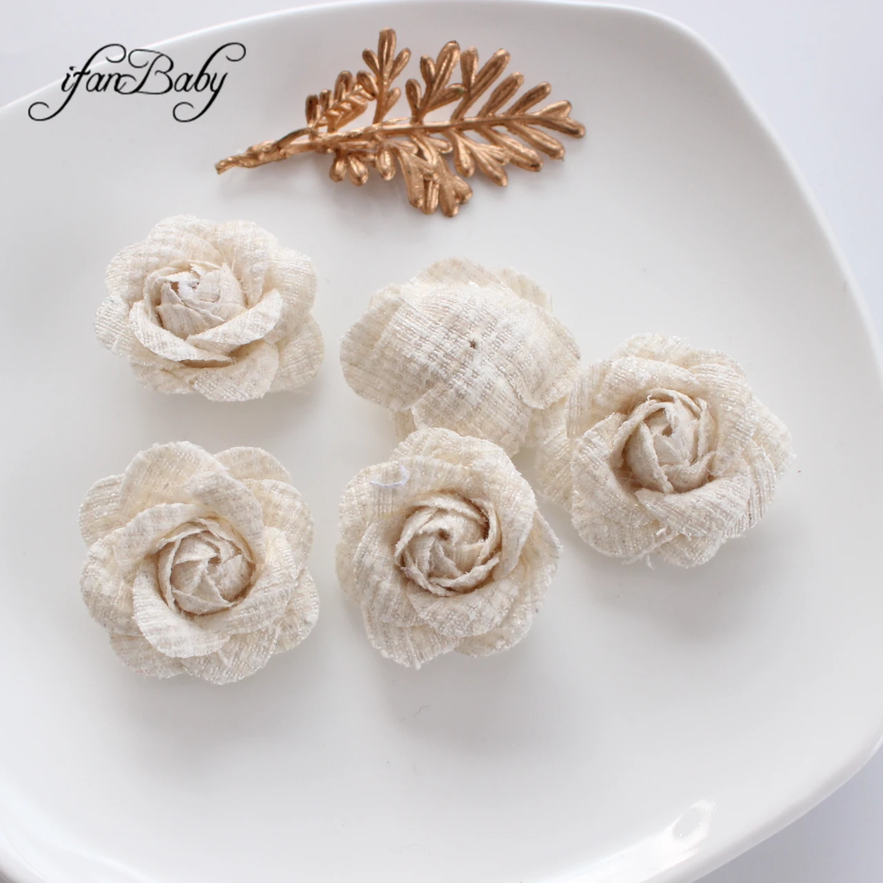 Handmade Camellias Floral For Hair Clothing Decoration Shabby Rossette Flower Vintage Fabric Camellia Frayed Flower