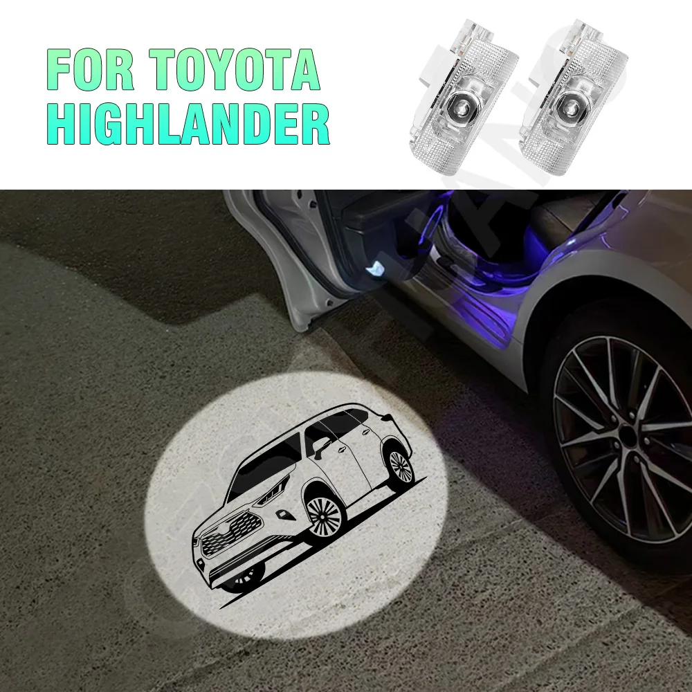 

2PCS Door Welcome Light Car Door Projection Light Emblem Light For Toyota Highlander XU20 XU40 2013-2024 Car Accessories