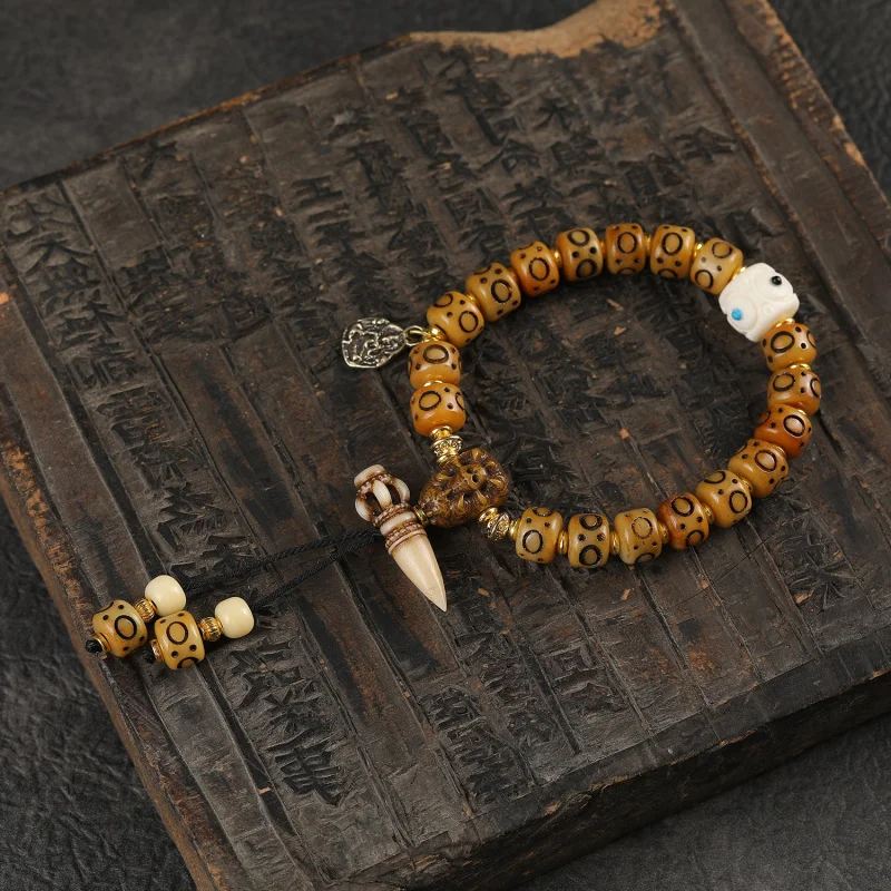 

Natural Ox Bone Bracelet Bead Accessories Buddhist Beads Single Loop