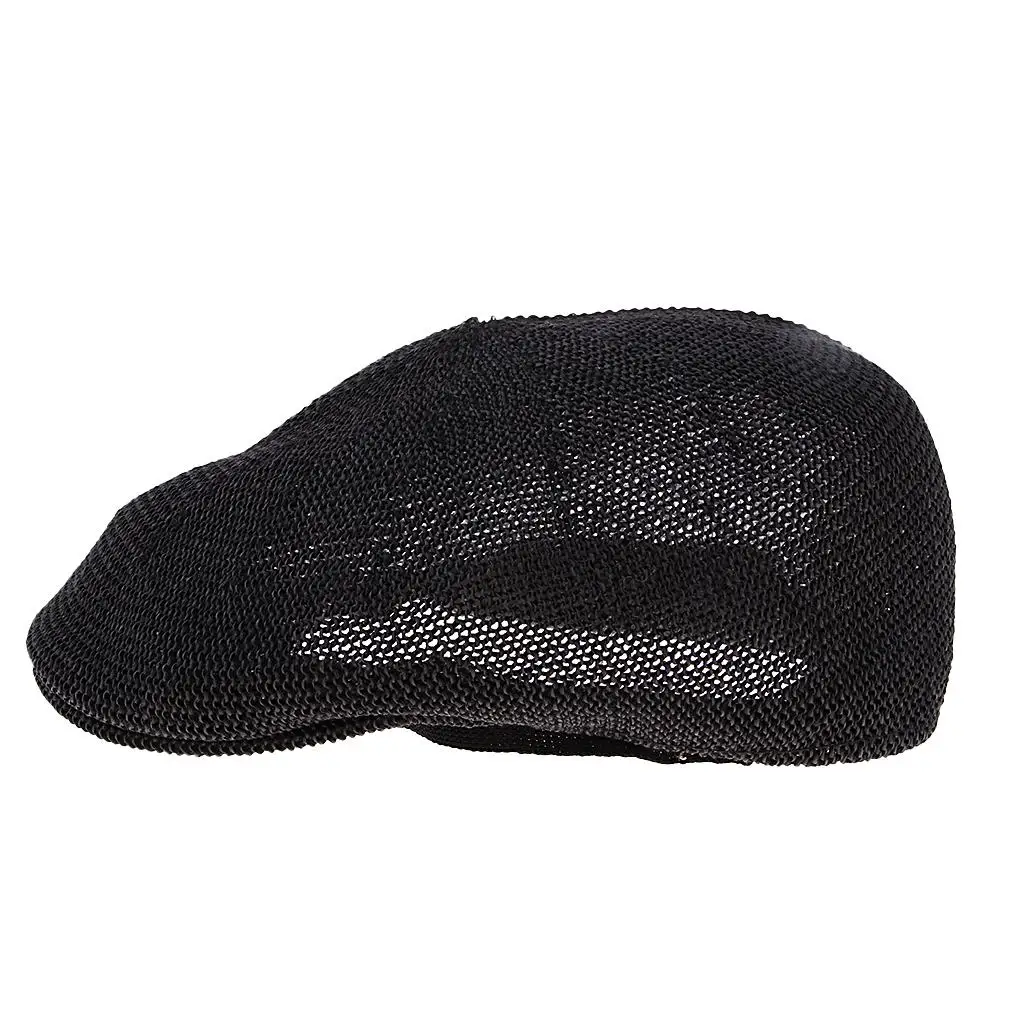 Fashionable Cabbie Flat Cap for Men Straw Woven Design Lightweight Breathable Summer Headwear Beret Style Accessory