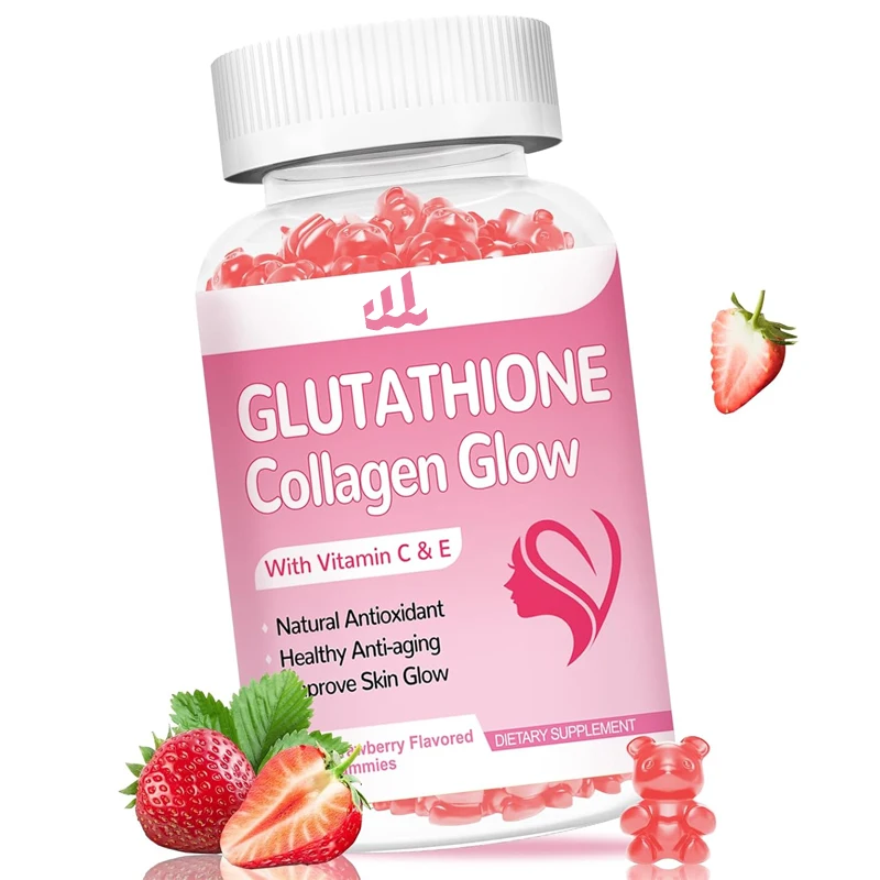 Sugar free Glutathione Collagen Glowing Soft Candy - Women\'s Glutathione Supplement, Skin Care - Strawberry Flavor, 60 capsules