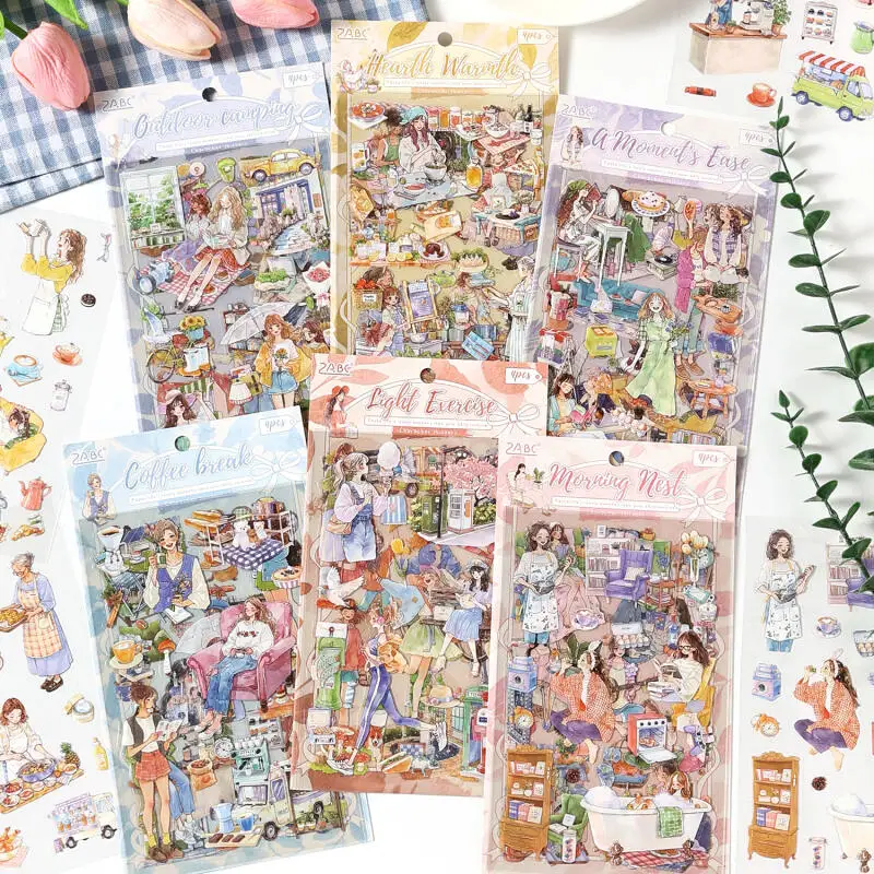 Card Lover 15 Pcs Fun Time Collection [Fun Time Collection] Morning Perch Leisurely Moment Stickers Journal Collage Scrapbook