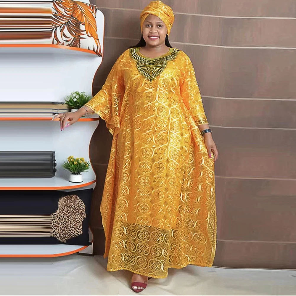 

MD 2024 Plus Size Lace Dresses For Women Dubai African Wedding Party Gown Muslim Hijab Abayas 2 PCS Set Ankara Dashiki Outfits