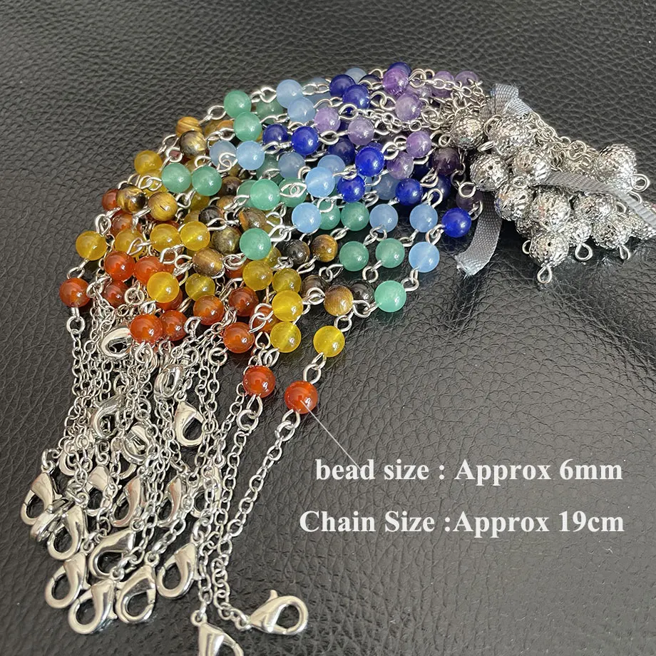 20 teile/los Groß Pendel Ketten mit Karabiner Großhandel 7 Chakra Stein Perle Charm Kette Nur für Pendel Zubehör X037 – Detail 4