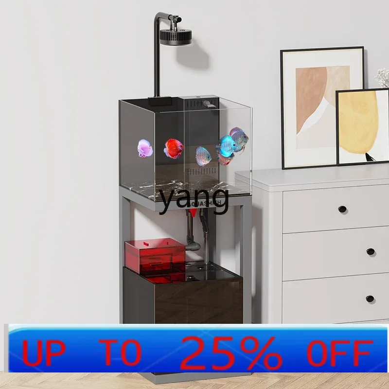 

LHH bottom filter fish tank ultra-white glass household living room full set of landscaping ecological aquarium