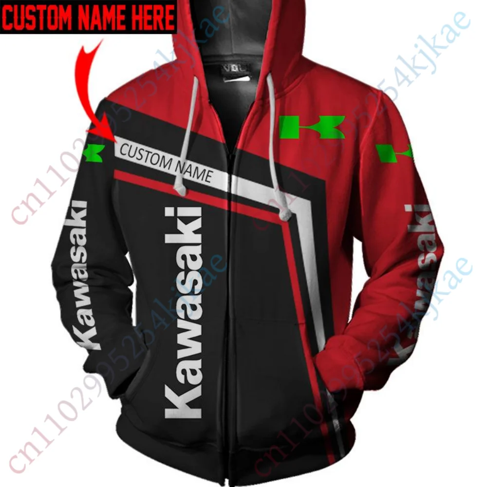 

Kawasaki Hoodie Anime Man hoodie Sport Hoodies For Men Long sleeve Hooded zip-up Casual Sweatshirt Unisex Streetwear Sport Top