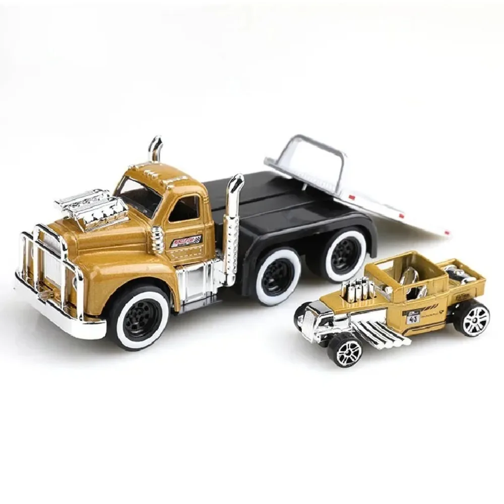 1:60 American Muscle Alloy Model Toy Car Music Light Pull Back Diecast Metal Transport Truck Models Collection Gifts Boys