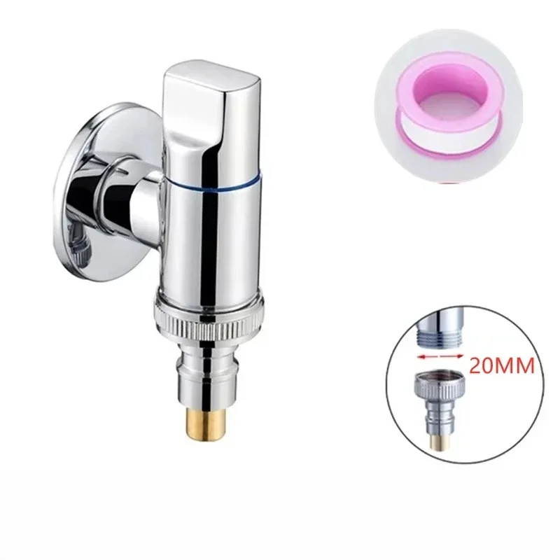 Multi-Function Brass Washing Machine Faucet Wall Mounted G1/2 Quick Opening Water Stop Angle Valve with Water Stop Clip