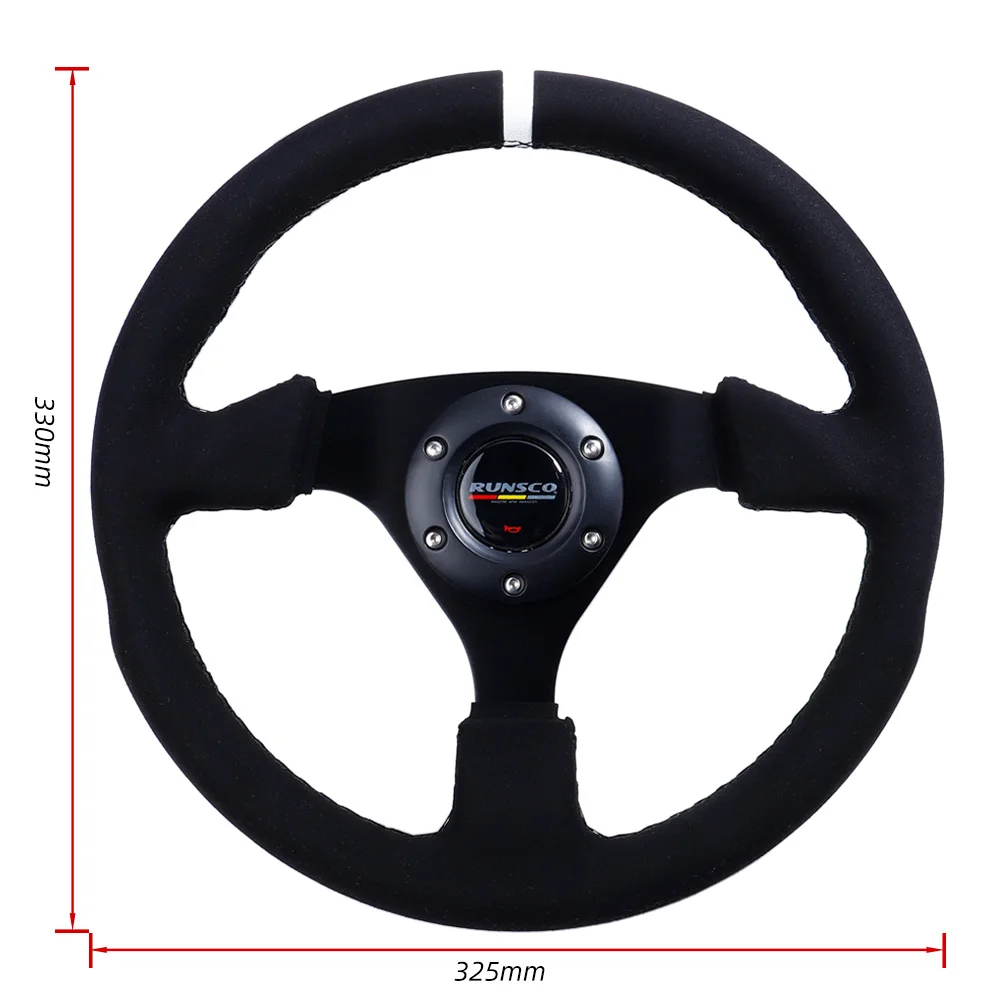 13Inch 330mm Steering Wheel Flat Suede Car Drift Sim Racing Steering Wheel Control 70mm/PCD 6061-T6