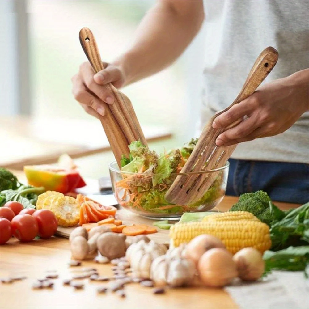 4pcs Wooden Kitchen Utensils Set Spoons for Cooking Stirring Mixing Serving Spurtles Eco-Friendly Kitchen Tools Pack